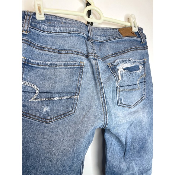American Eagle Stretch Tomgirl Jeans Distressed Size 0 Regular - Picture 4 of 7